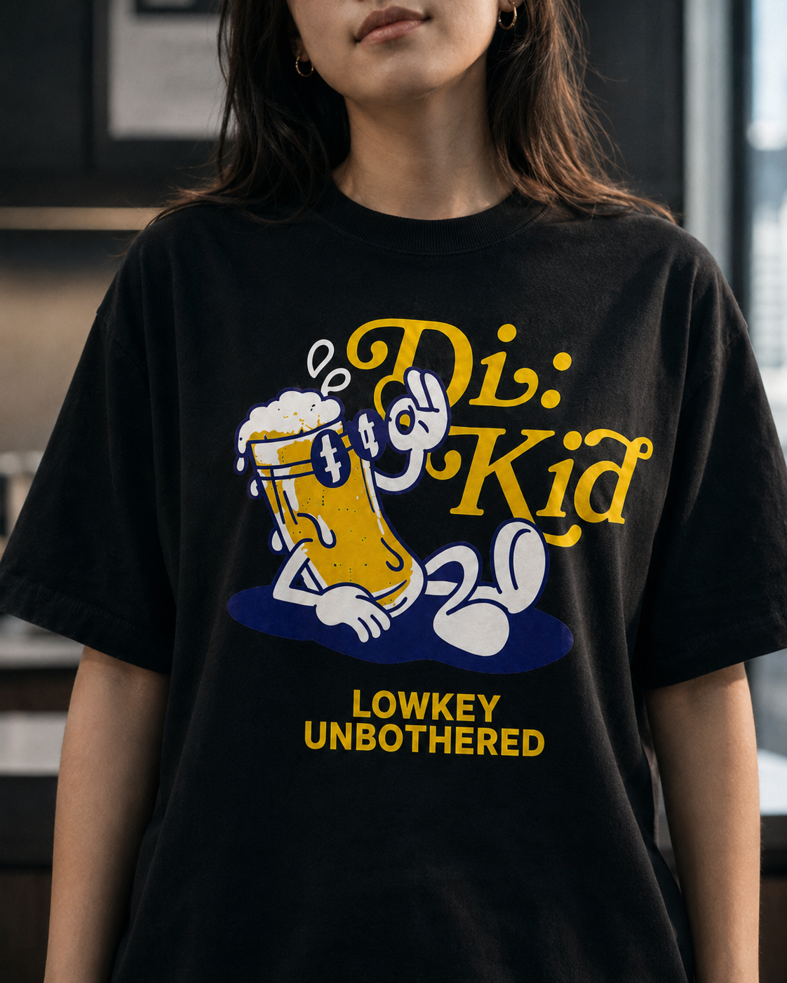 Graphic detail of the Lowkey Unbothered tee