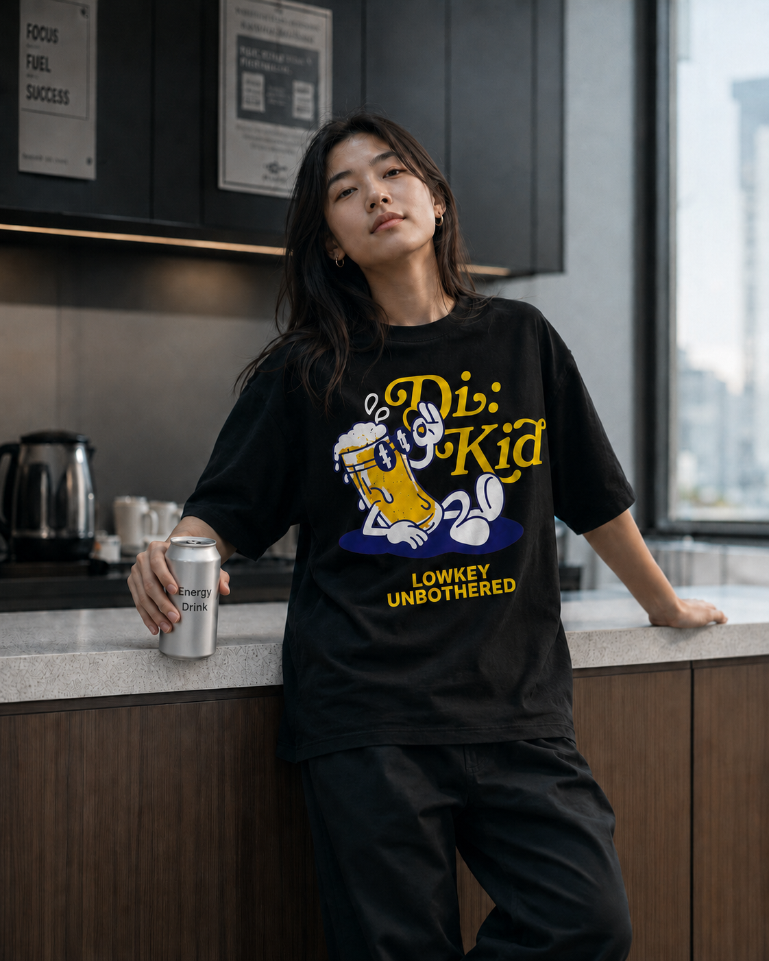 Model wearing the Lowkey Unbothered tee
