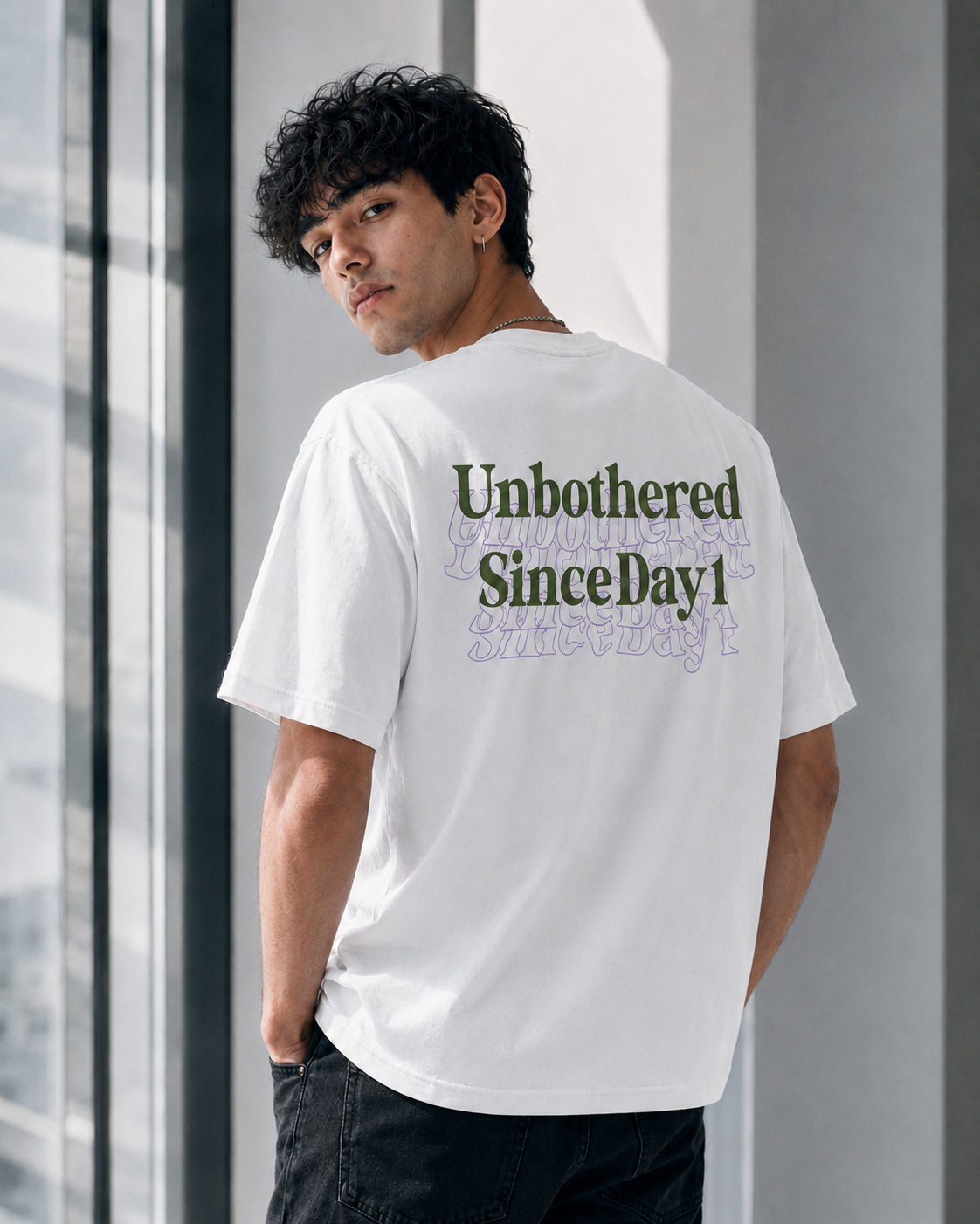 Back of the white tee