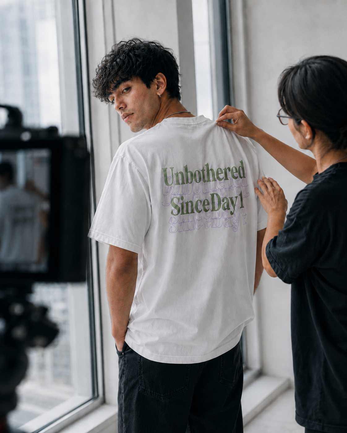 Behind the scenes with the white tee