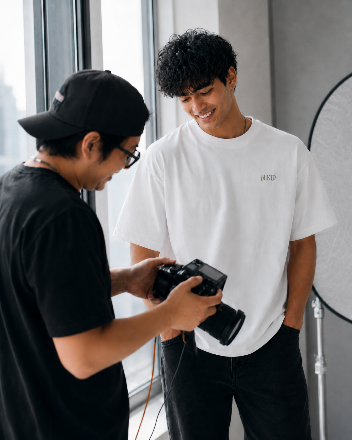 Behind the scenes shooting the white tee